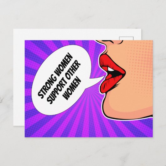 強い女性が互いにフェミニズムの芸術を支えポップ・アートの合う ポストカード (正面/裏面)