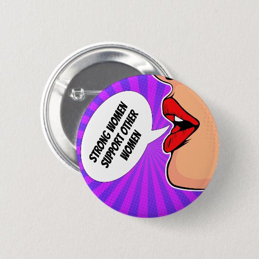 強い女性が互いにフェミニズムの芸術を支えポップ・アートの合う 缶バッジ (正面&裏面)