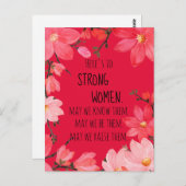 強い女性に乾杯 チェリー レッド フローラル ポストカード (正面/裏面)