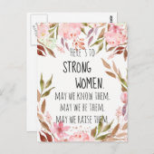 強い女性に水の色ピンクの牡丹 ポストカード (正面/裏面)