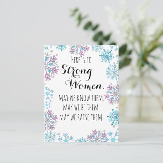 強い女性に雪が降るやる気を起こさせる  ポストカード (スタンド正面)