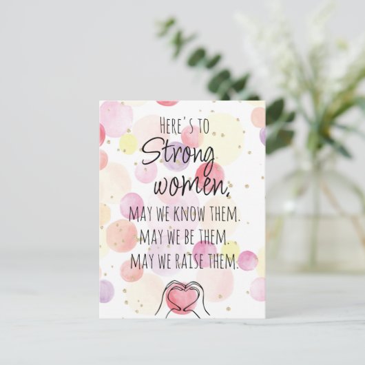 強い女性のやる気を起こさせる水色の泡 ポストカード (スタンド正面)