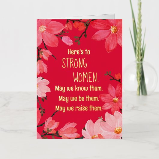強い女性のフローラ 箔グリーティングカード (正面)