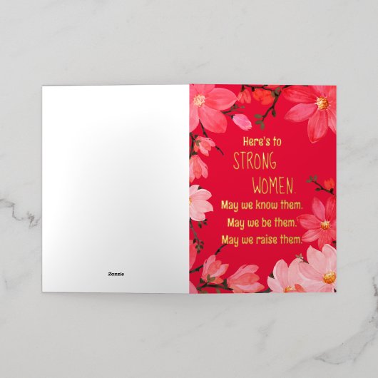 強い女性のフローラ 箔グリーティングカード (外側レイダウン)