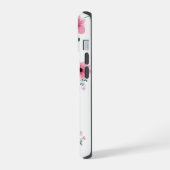 強い女性の名言 水彩 ピンクの花  iPhone 15ケース (左側面)