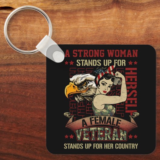 強い女性の女性の女性の退役軍人はHのために立つ キーホルダー (正面)