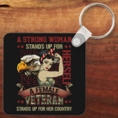 強い女性の女性の女性の退役軍人はHのために立つ キーホルダー (裏面)