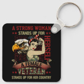 強い女性の女性の女性の退役軍人はHのために立つ キーホルダー (裏面)