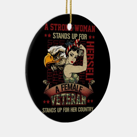 強い女性の女性の女性の退役軍人はHのために立つ セラミックオーナメント (右)