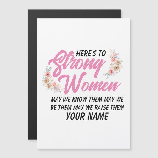 強い女性の引用文スモダンクリプトフローラ マグネット招待状 (正面/裏面)