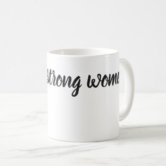 強い女性の男女同権主義のマグのミニマリストにここにあります コーヒーマグカップ (正面右)