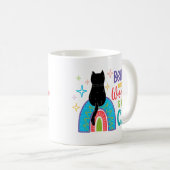 強い女性の背後には彼女の猫がいる コーヒーマグカップ (正面右)