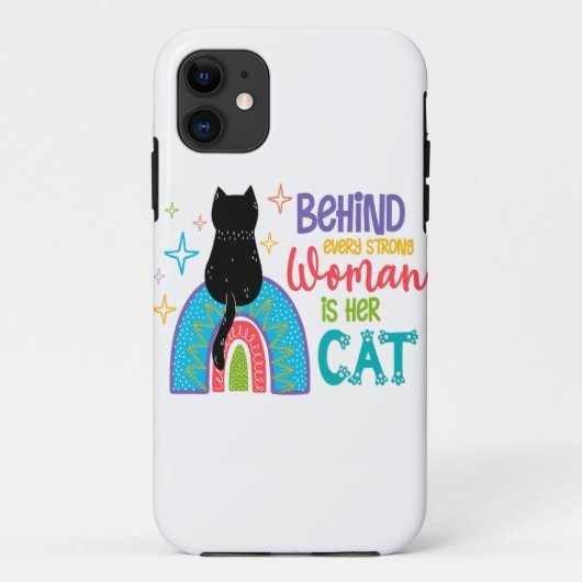 強い女性の背後には彼女の猫がいる Case-Mate iPhoneケース (裏面)