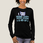 強い女性の背後には必ず猫がいる 面白い引用 トライブレンドＴシャツ (正面)