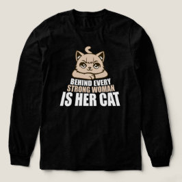 強い女性の背後には猫がいる おかしい引用 トライブレンドＴシャツ