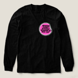 強い女性の背後には猫がいる おもしろ名言 トライブレンドＴシャツ