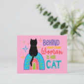 強い女性の背後には猫がいる ポストカード (スタンド正面)