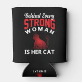 強い女性の背後には猫クーラーボックス 缶クーラー (裏面)