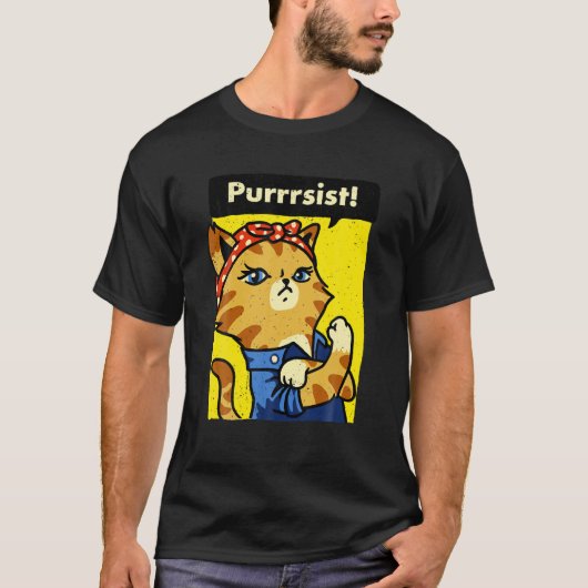 強い女性の行進の猫愛好家のための「私たちにはできる」ポスター Tシャツ (正面)
