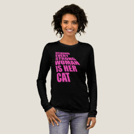 強い女性の裏には猫がいる おもしろ引用 トライブレンドＴシャツ