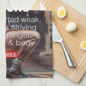 強い女性の重量挙げ言葉感動的 キッチンタオル (四つ折り)