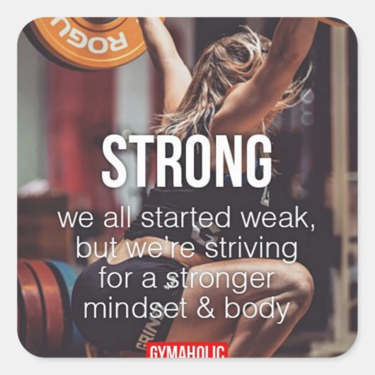 強い女性の重量挙げ言葉感動的 スクエアシール (正面)