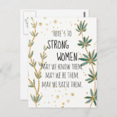 強い女性への金ゴールドグリッター緑のフローラ ポストカード (正面/裏面)