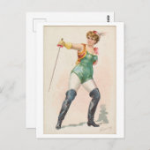 強い女性シリーズ#24: Fencerヴィンテージ ポストカード (正面/裏面)