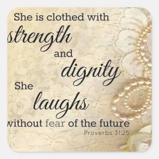 強い女性ステッカー スクエアシール (正面)