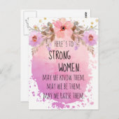 強い女性ピンクの薄紫フローラグリッター動機 ポストカード (正面/裏面)