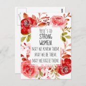 強い女性ピンクレッドフローラバラ枠 ポストカード (正面/裏面)