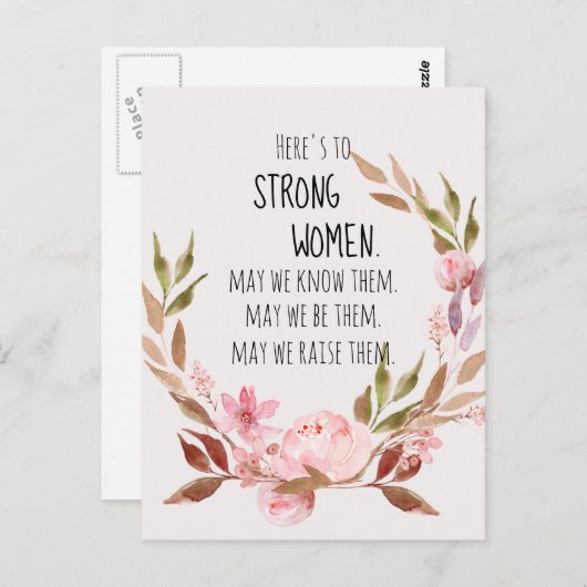 強い女性ピンク牡丹へ ポストカード (正面/裏面)