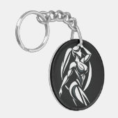 強い女性フィットネス個人訓練ミニマリスト キーホルダー (正面左)