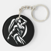 強い女性フィットネス個人訓練ミニマリスト キーホルダー (裏面)