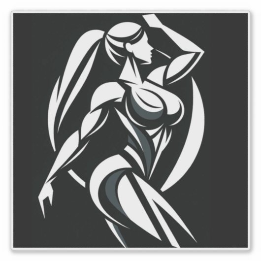 強い女性フィットネス個人訓練ミニマリスト シール (正面)