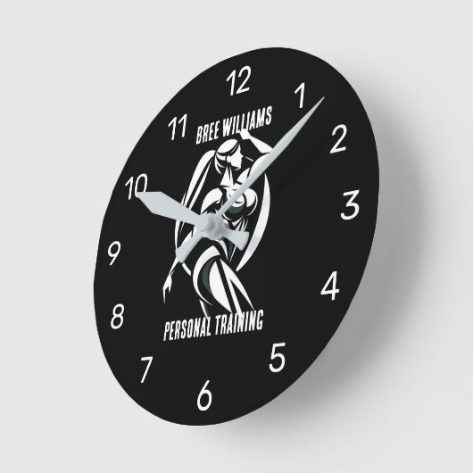 強い女性フィットネス個人訓練ミニマリスト ラウンド壁時計 (傾斜)