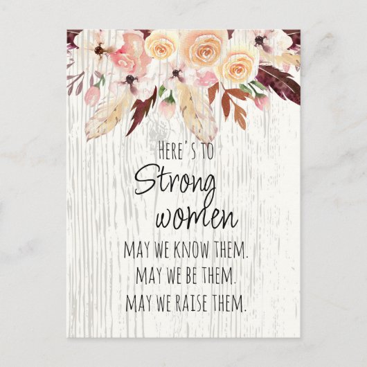 強い女性ボホピンクフローラ羽毛木効果 ポストカード (正面)