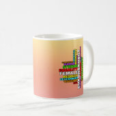 強い女性ワードクラウド コーヒーマグカップ (正面右)