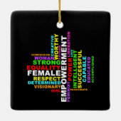 強い女性ワードクラウド セラミックオーナメント (裏面)