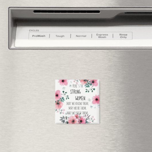 強い女性引用文ピンクフローラ卒業ギフト マグネット (インサイチュ (食洗機))