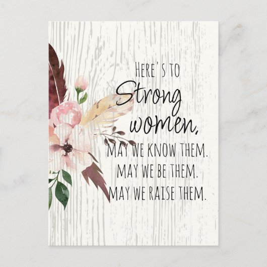 強い女性引用文フローラ羽毛木効果 ポストカード (正面)