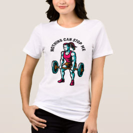 強い女性 バーベル フィットネスモチベーションアート トライブレンドTシャツ