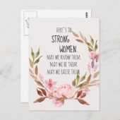 強い女性 ピンクの芍薬に乾杯 ポストカード (正面/裏面)