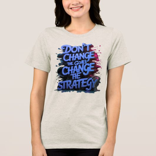 強い女感動的黒やる気を起こさせる トライブレンドＴシャツ (正面)