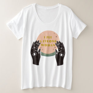 強い女 プラスサイズTシャツ