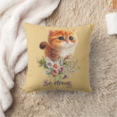 強い子猫感動的フローラデザイン クッション (ブランケット)