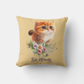 強い子猫感動的フローラデザイン クッション (正面)