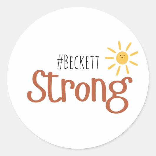 強い小#nameがんステッカー ラウンドシール (正面)