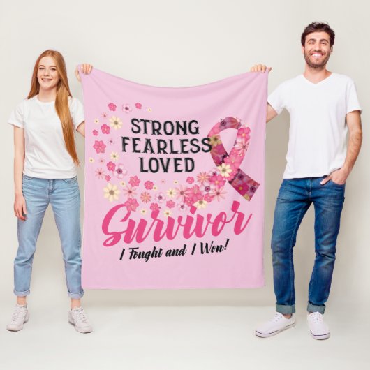 強い恐れを知らない愛する乳がん生存者 フリースブランケット (インサイチュ)