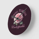 強い恐れを知らない止められない&ピンクローズTシャツ ラウンド壁時計 (傾斜)